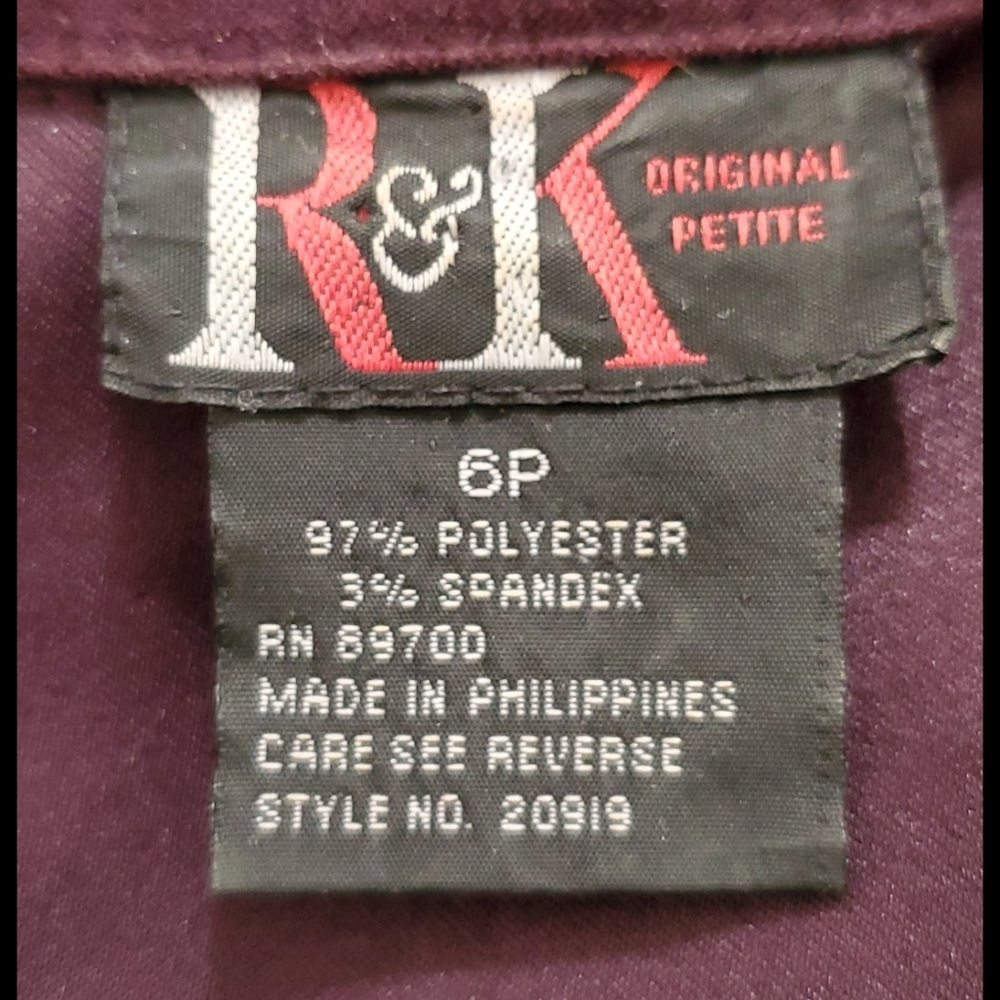 R & K Maxi coat Burgundy 3 buttons velvety feel sz. 6P - Picture 8 of 12